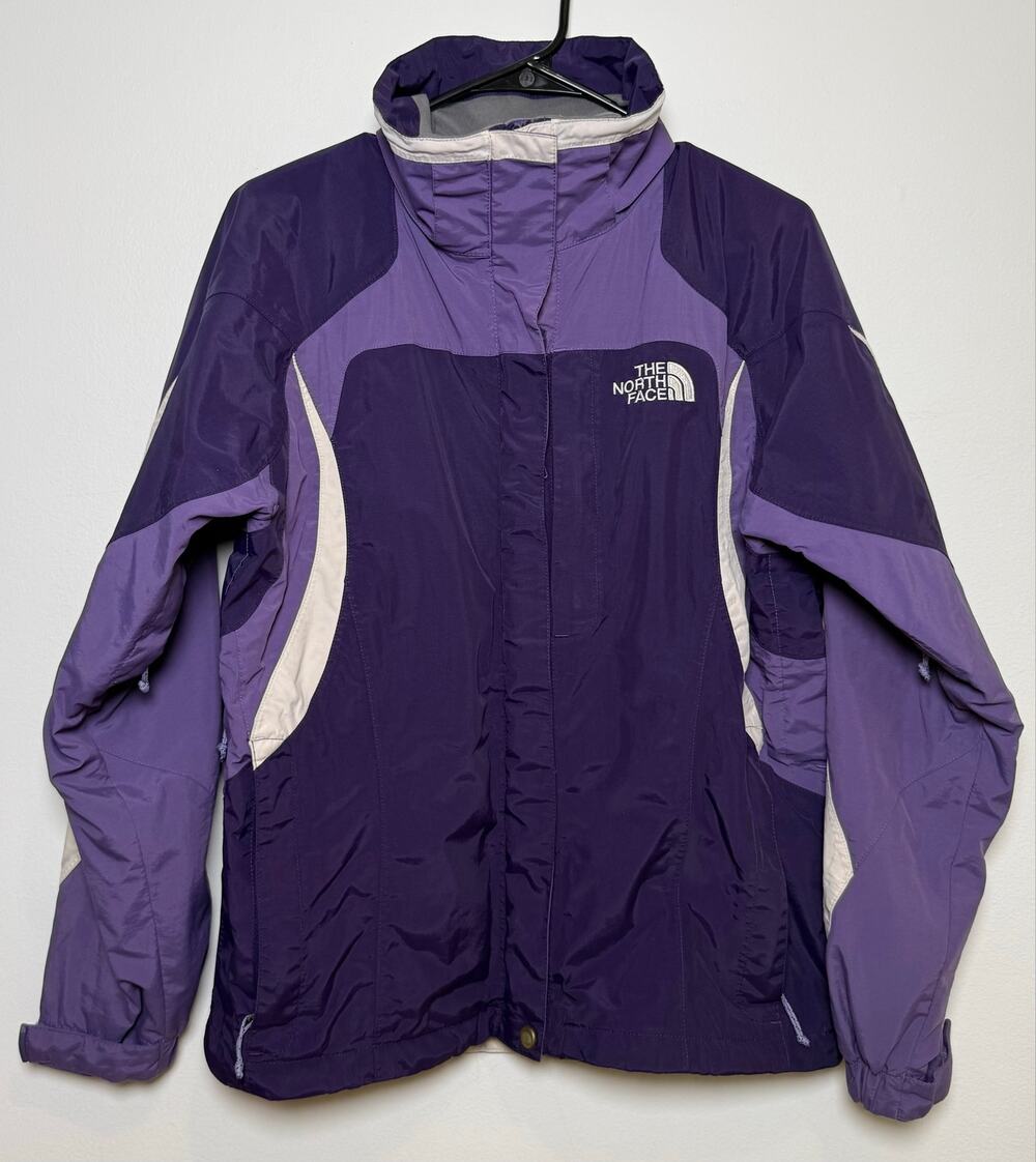 The North Face Waterproof Shell Jacket Purple and White Womens Medium